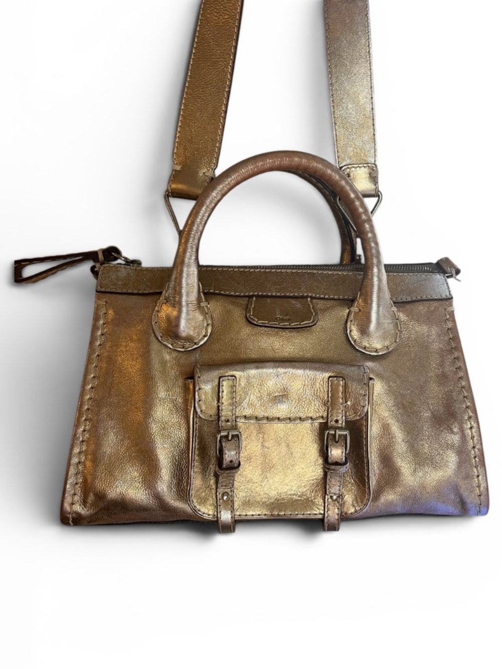 Vintage Chloe Edith Satchel in metallic gold leather